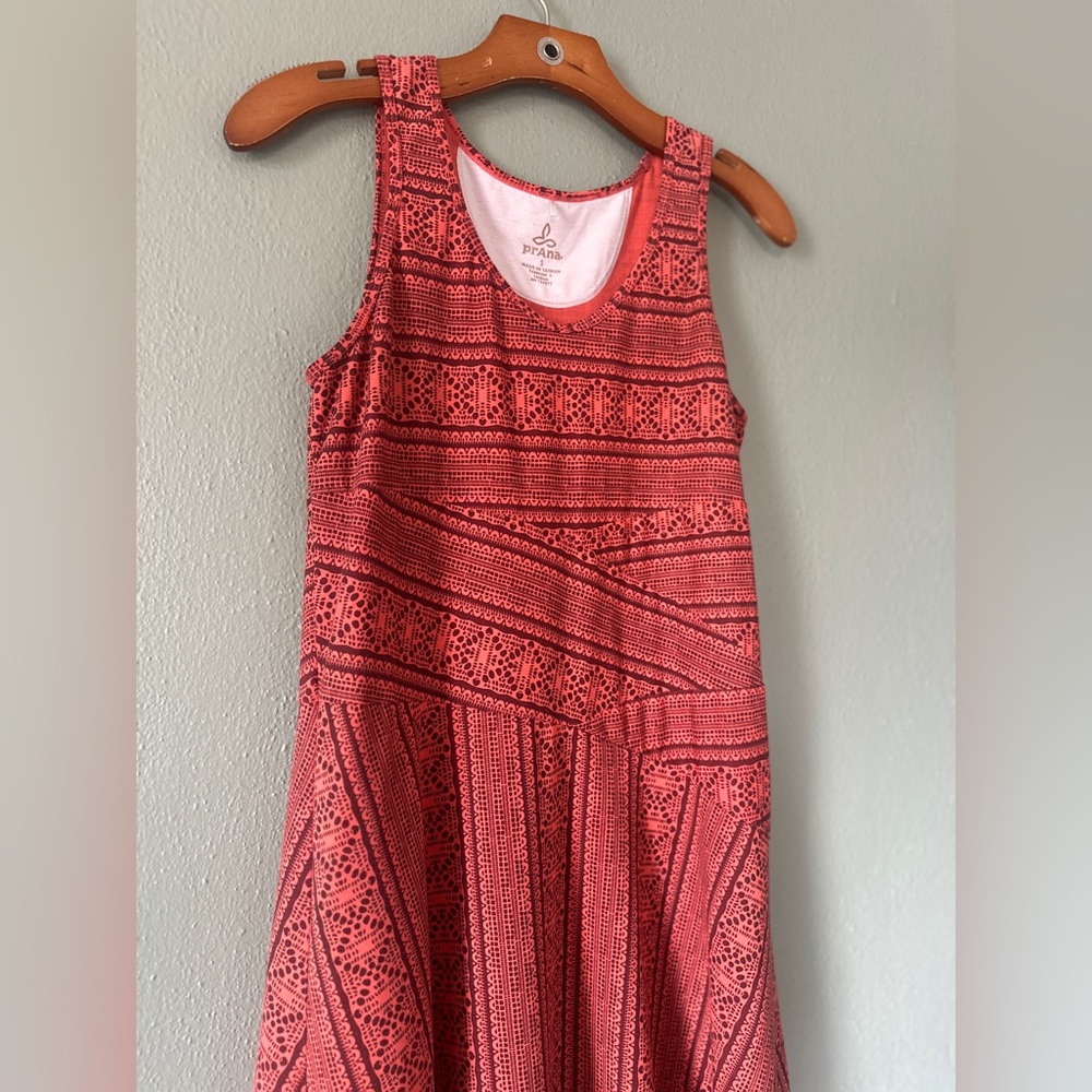 prAna Amelie tribal geometric pattern Tank Dress | coral/raisin S - Picture 4 of 11